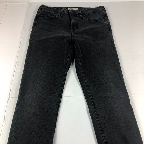 Madewell Denim - Madewell Jeans Women's 29 9" High Rise Skinny Frayed Black Faded Stretch Denim